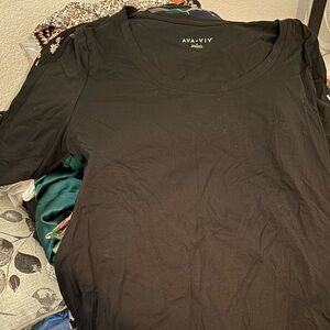 Ava & Viv Black Quarter Sleeve Tee size XL